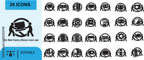 A simple vector icon set featuring black silhouette people and women symbols in a clean circular design suitable for web and business use