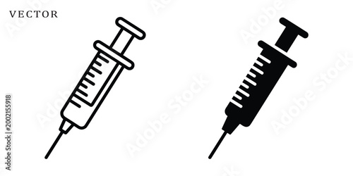 Medical syringe icon vector, Healthcare symbol, medical syringe silhouette