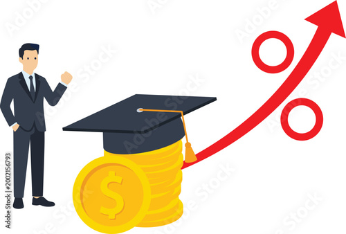 Financial education concept. Investing money in education, self-development and knowledge. Personal finance management and financial literacy concept. Flat vector illustration on background. stock ill