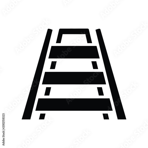 Fotografia Black and white illustration of a ladder with four steps, isolated on a white ba