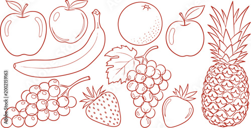 Fruit collection naive hand drawn vector illustration