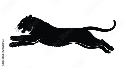 black panther in mid leap silhouette high quality professional detailed modern elegant stylish clean crisp vibrant colorful digital creative innovative contemporary premium