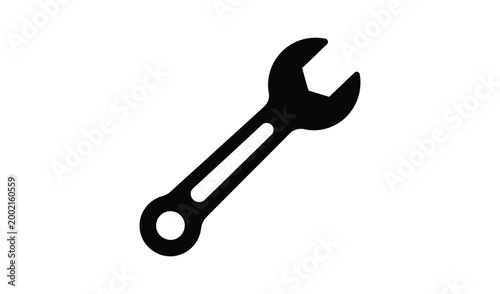A black adjustable wrench icon on a for repair and maintenance