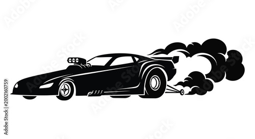 race car silhouette with smoke trail on white background silhouette high quality professional detailed modern elegant stylish clean crisp vibrant colorful