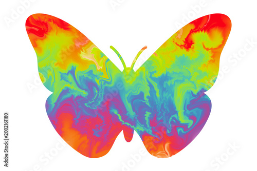 rainbow butterfly shapes, colorful symbol liquid design illustration