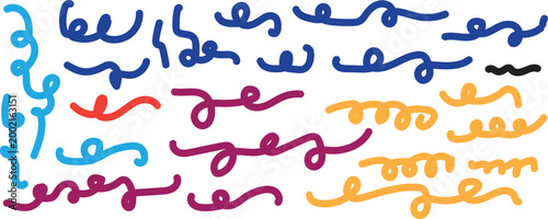 Colorful abstract scribbles and swirls a vibrant artistic expression on white background
