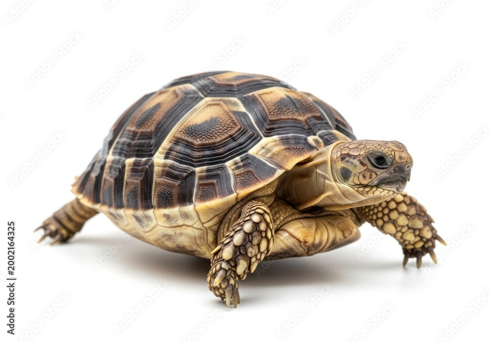 Obraz premium Majestic sulcata tortoise walking gracefully in natural habitat isolated on white background