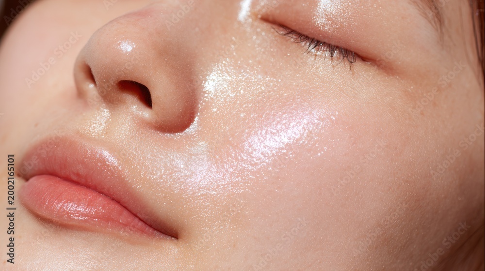 Fototapeta premium Close-up of Soft Glowing Skin with Natural Shine