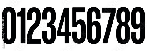 Black bold numbers zero through nine isolated on a clean white background for graphic design.