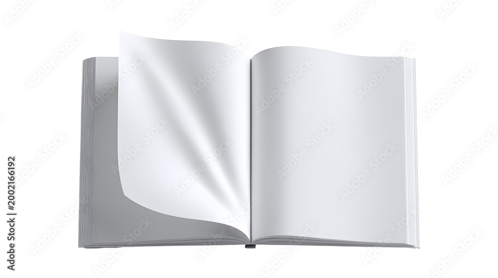 Naklejka premium Clear white blank book cover template is isolated on a white background