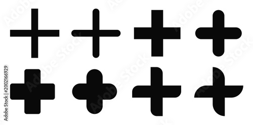 Plus Icon Black | Pluses | Cross Symbol | Addition Logo | Positive Sign | Isolated Transparent