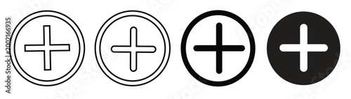 More icon. Set of plus icons. Vector illustration.