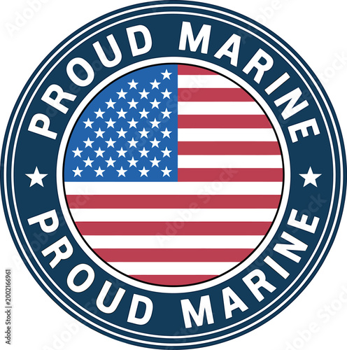 American flag design with proud marine text in circle  patriotism symbol