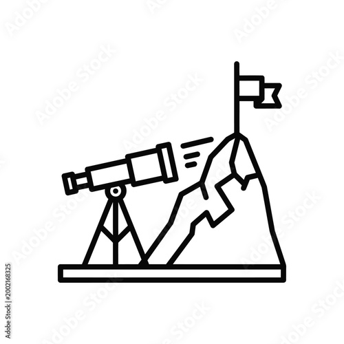 Black and White Line of Telescope on Mountain Peak
