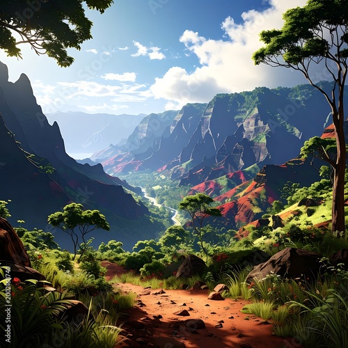 Lush canyon panorama