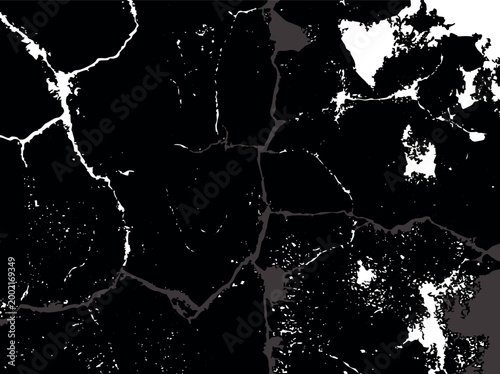 Slika na platnu Abstract grunge vector black and white background with cracks