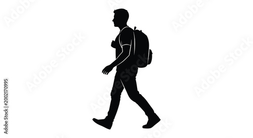 man walking with backpack silhouette high quality professional detailed modern elegant stylish clean crisp vibrant colorful digital creative innovative contemporary premium