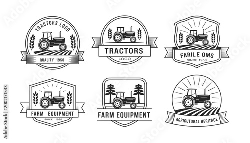 Vintage tractor vector graphics farm equipment illustrations for rustic design agriculture