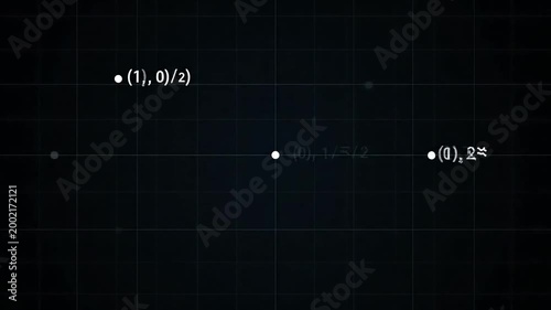 Visualization of a trigonometric graph with coordinate points on a black background with a grid in 4K resolution.