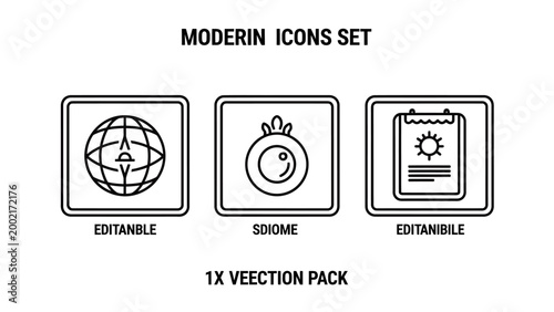 Modern business and science icons pack featuring global network biological cell and sun calendar symbols editable internet microscopic calendar schedule planning clipboard management graphics