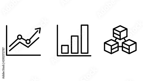 Business growth charts and blockchain technology icons with blockchain business statistics analysis investment progress performance cryptocurrency decentralized connection technology