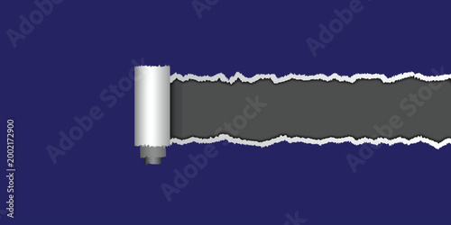 Torn paper reveal on blue background with gray space for text or design. Resizable and Editable. EPS, 10.