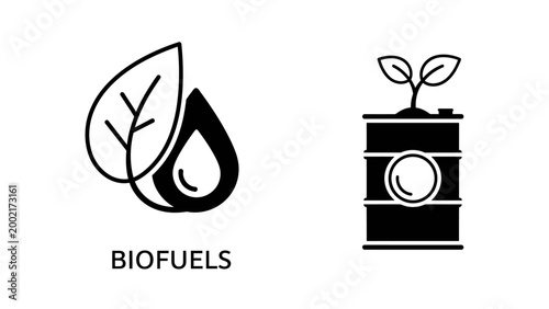 Biofuels sustainable energy production conceptual icons with biofuels sustainability renewable environment production resources alternative industry minimalist development sustainable
