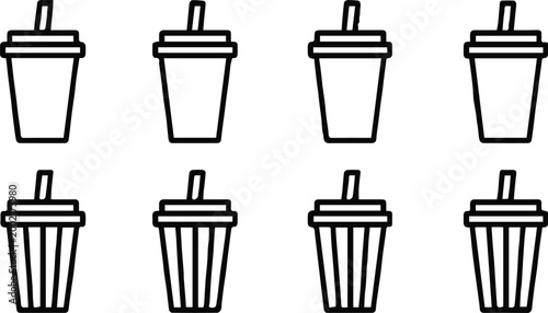 cup icon set disposable drink cup outline vector pack