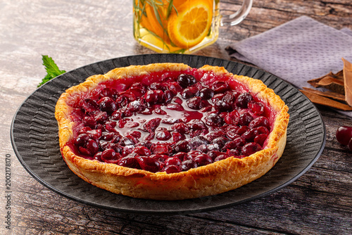 Принти на полотні Tasty homemade pie with cherry