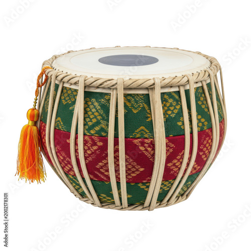 Traditional indian tabla drum with colorful design
