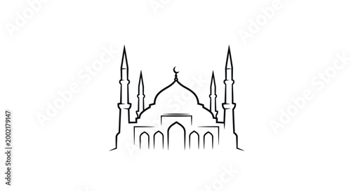 mosque silhouette with domes and minarets high quality
