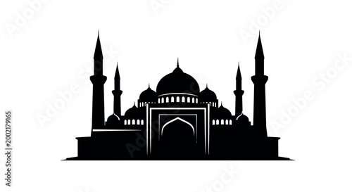 mosque silhouette with domes and minarets high quality