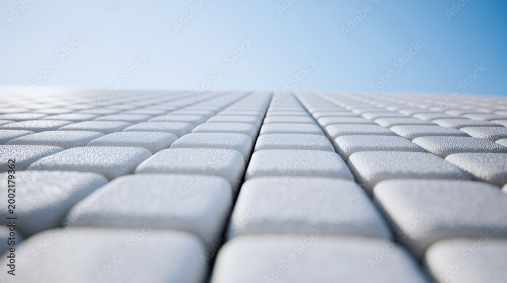 Fototapeta premium Close-up view of textured building blocks with a clear sky background