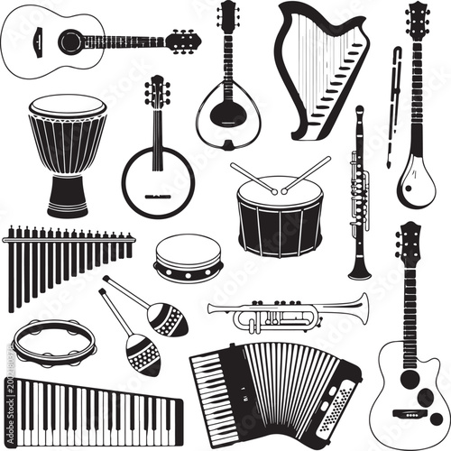 set of musical instruments