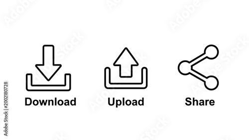 Download upload share interface icons with download interface internet transfer connection communication collection navigation experience application software development multimedia