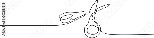 Simple pair of scissors cutting paper icon Vector