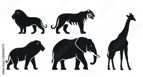 Photography Collection of African Safari Animal Silhouettes.