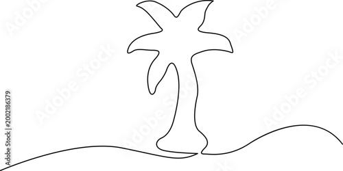 Simple stylized flower growing from curved line Vector