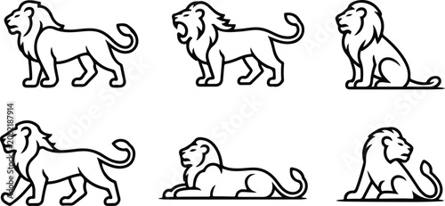 Lion Silhouette Icon Collection Set