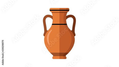 Illustration of an ancient amphora vase with two handles on a white background