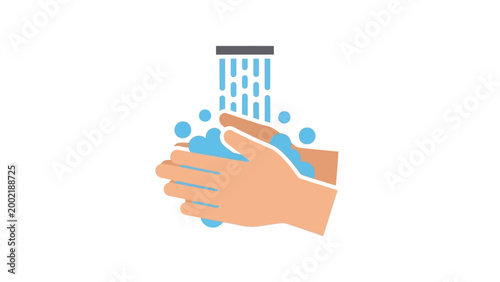 Illustration of hands being washed with soap and water to prevent the spread of germs