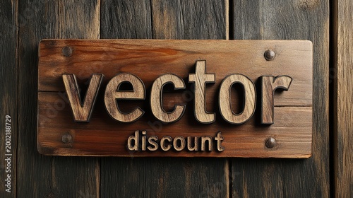 Wooden vector discount sign with rustic charm and aged aesthetics on textured wood