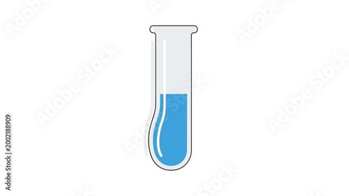 Simple illustration of a laboratory test tube filled with blue liquid for scientific experiments