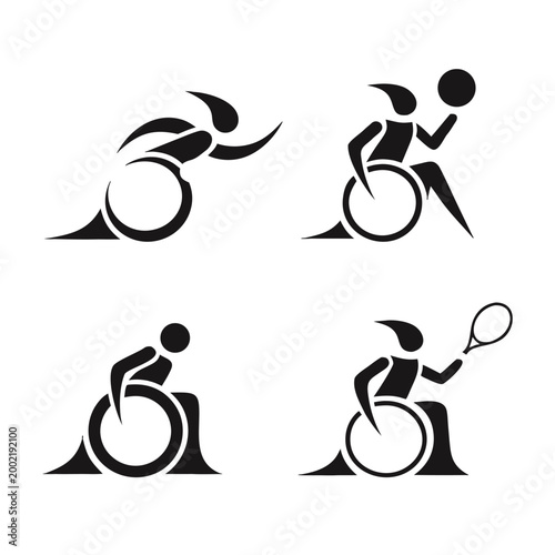 Professional Abstract Dynamic Wheelchair Sports and Paralympics Logo Set for Inclusive Branding