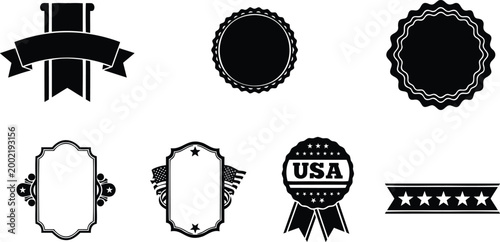American patriotic labels and frames collection vector illustration for independence event.