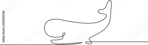 Simple cartoon whale swimming in water Vector