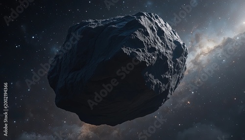 massive asteroid approaching earth in deep space cosmic collision concept
