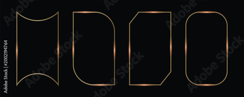 Set of aesthetic golden line frames, text boxes vector elements