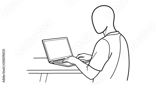Anonymous person typing on laptop at a desk