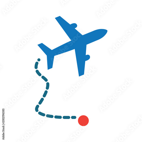 Minimal Airplane Flight Path Icon